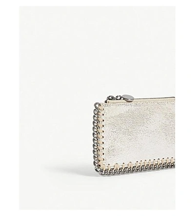Shop Stella Mccartney Falabella Faux-leather Card Holder In Pale Gold