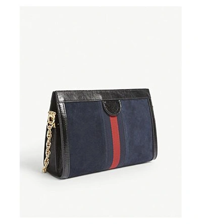 Shop Gucci Ophidia Embroidered Small Shoulder Bag In Black