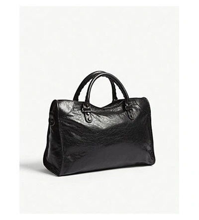 Shop Balenciaga Classic City Striped Leather Shoulder Bag In Black