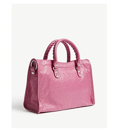 Shop Balenciaga Classic City Textured Leather Shoulder Bag In Pink Flamingo