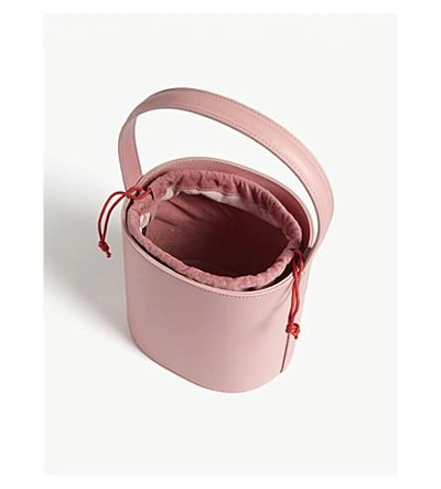 Shop Staud Bissett Leather Bucket Bag In Pink