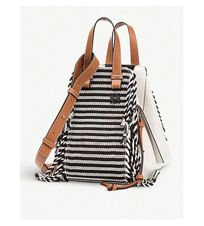 Shop Loewe Hammock Scarf Small Leather Shoulder Bag In Soft White/tan/black