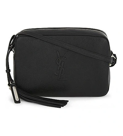 Shop Saint Laurent Monogram Lou Leather Cross-body Bag In Black