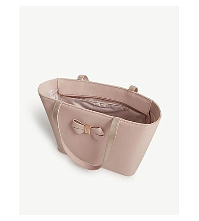 Shop Ted Baker Bow Small Leather Shopper Bag In Light Pink