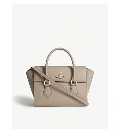 Shop Vivienne Westwood Pimlico Saffiano Leather Tote In Taupe