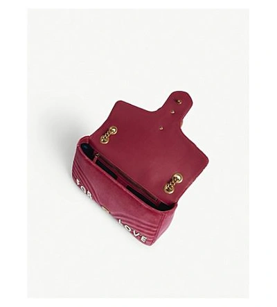 Shop Gucci Gg Marmont Medium Velvet Shoulder Bag In Rasberry