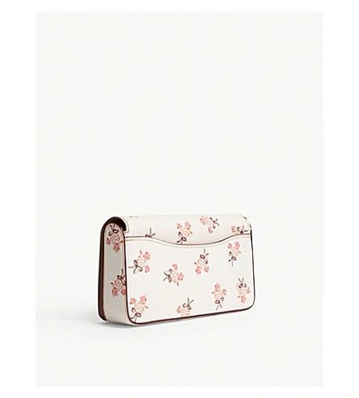 Shop Coach Dinky Floral Leather Cross-body Bag In Ol/chalk