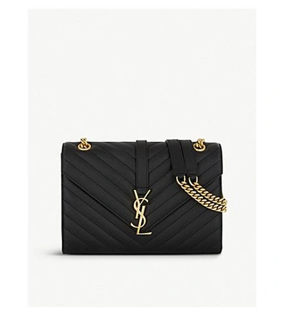 Shop Saint Laurent Monogram Leather Cross-body Bag In Black