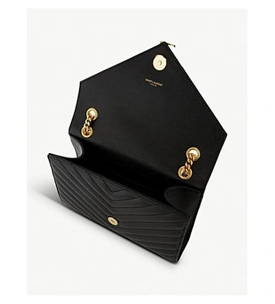 Shop Saint Laurent Monogram Leather Cross-body Bag In Black