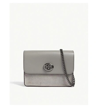 Shop Coach Bowery Leather And Suede Cross-body Bag In Dk/heather Grey