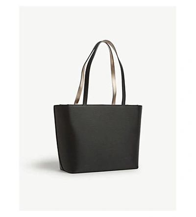Shop Ted Baker Bow Small Leather Shopper Bag In Black