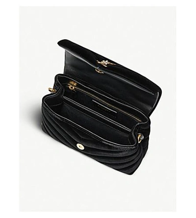 Shop Saint Laurent Loulou Velvet Shoulder Bag In Black/gold