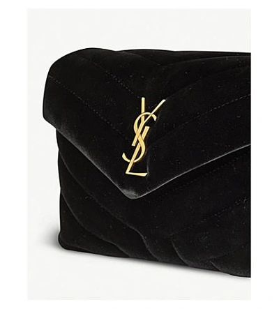 Shop Saint Laurent Loulou Velvet Shoulder Bag In Black/gold