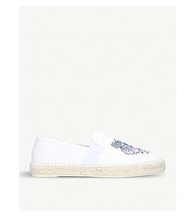 Shop Kenzo Tiger-embroidered Canvas Espadrilles In White
