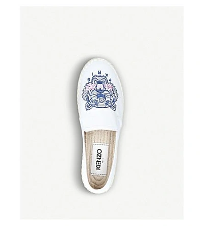Shop Kenzo Tiger-embroidered Canvas Espadrilles In White