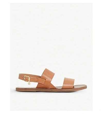 Shop Dune Lowpez Leather Sandals In Tan-leather