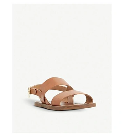 Shop Dune Lowpez Leather Sandals In Tan-leather