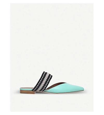 Shop Malone Souliers Hannah Leather Flats In Turquoise