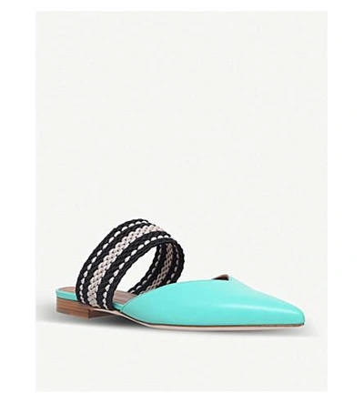 Shop Malone Souliers Hannah Leather Flats In Turquoise