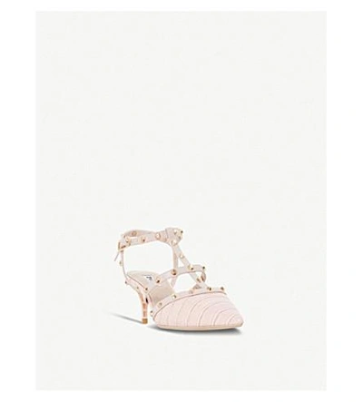 Shop Dune Casterly Croc-embossed Studded Courts In Blush-reptile