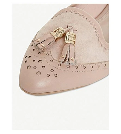 Shop Dune Gambie Brogue-style Suede Tassel Loafers In Blush-leather
