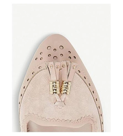 Shop Dune Gambie Brogue-style Suede Tassel Loafers In Blush-leather