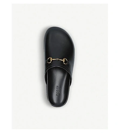 Shop Gucci New River Leather Mules In Black