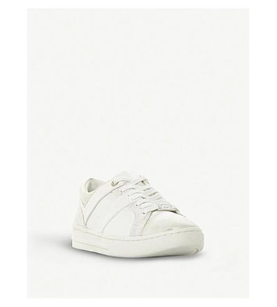 Shop Dune Eboni Snake-embossed Leather Trainers In White-leather