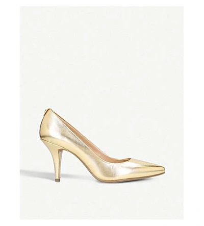 Shop Michael Michael Kors Flex Metallic Leather Mid Courts In Gold