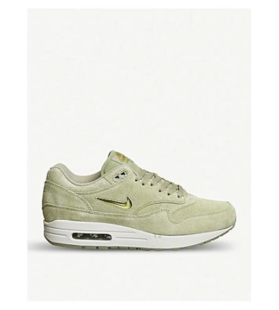 Shop Nike Air Max 1 Jewel Suede Trainers In Neutral Olive