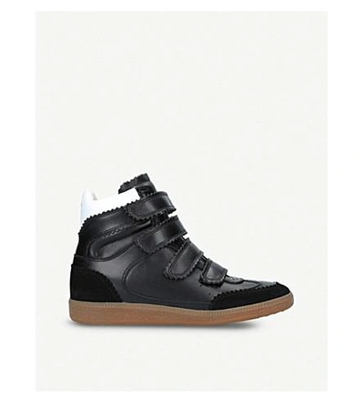 Shop Isabel Marant Bilsy Leather Wedge Trainers In Black