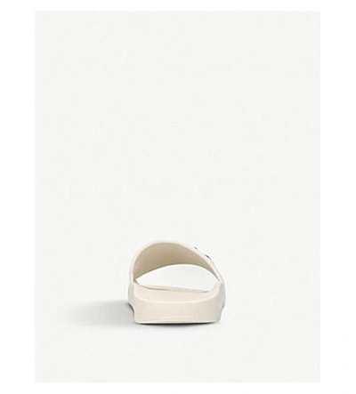 Shop Gucci Pursuit Leather And Rubber Sliders In Winter Wht