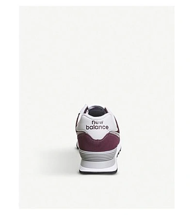 Shop New Balance 574 Suede And Mesh Trainers In Burgundy