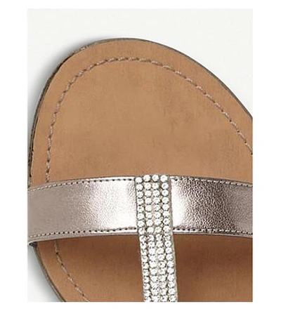Shop Dune Llora Double-strap Metallic Sandals In Pewter-synthetic
