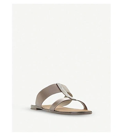 Shop Dune Llora Double-strap Metallic Sandals In Pewter-synthetic