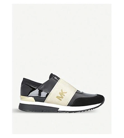Shop Michael Michael Kors Mk Logo-detail Leather Sneakers In Blk/other
