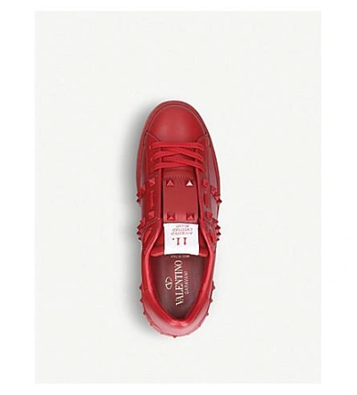 Valentino Garavani Rockstud Untitled Leather Sneakers In Red