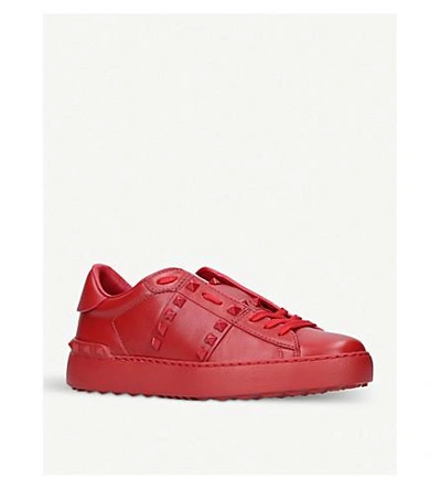 Valentino Garavani Rockstud Untitled Leather Sneakers In Red