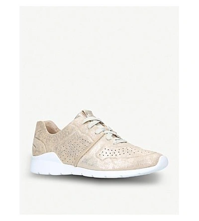 Shop Ugg Tye Stardust Metallic Leather Trainers In Gold