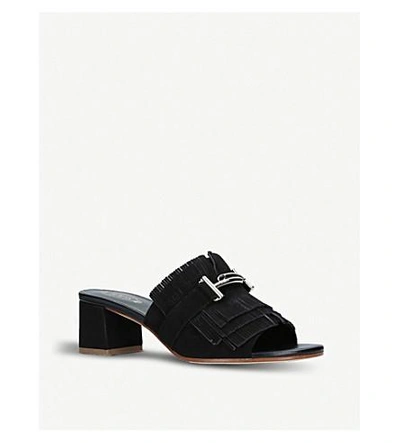 Shop Tod's Gomma Fringed Suede Mules In Black