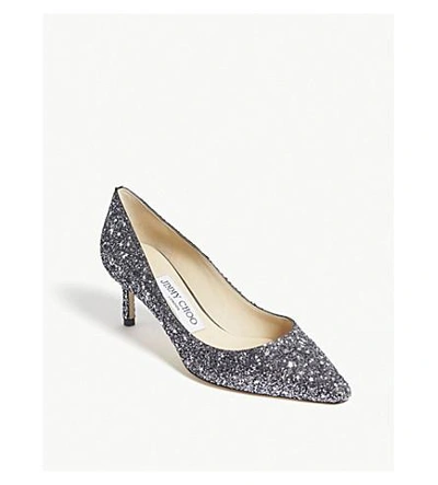 Shop Jimmy Choo Romy 60 Coarse Glitter Courts In Gunmetal Mix