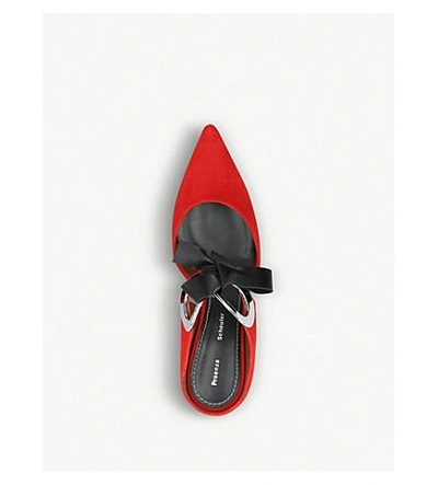 Shop Proenza Schouler Ring Tie Suede Heeled Mules In Red