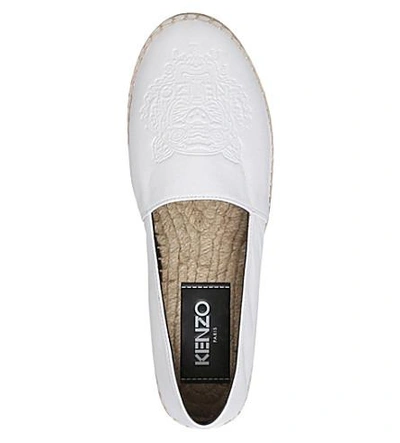 Shop Kenzo Tiger Leather Espadrilles In White