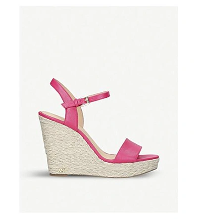 Shop Michael Michael Kors Jill Leather Wedge Sandals In Pink