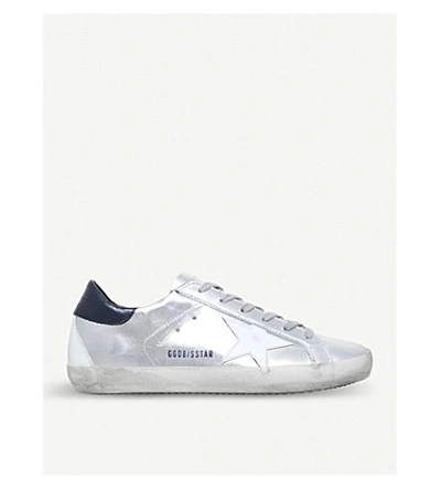 Shop Golden Goose Superstar E71 Leather Trainers In White/navy