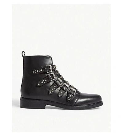 Shop Maje Fortune Studded Leather Boots In Black 210
