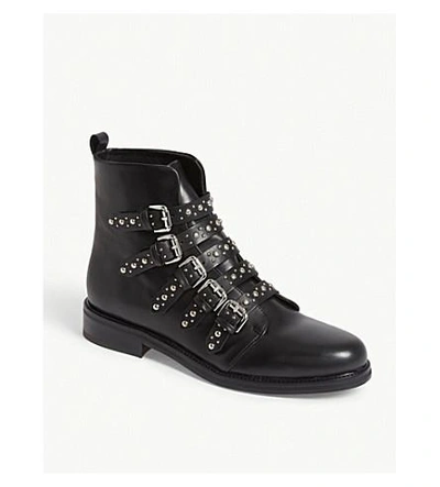 Shop Maje Fortune Studded Leather Boots In Black 210