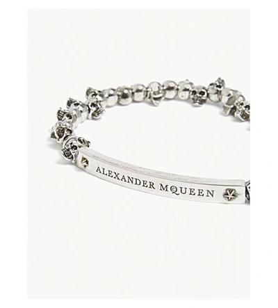 Shop Alexander Mcqueen Mini Skull Metal Bracelet In Silver