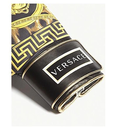 Versace Lamyland Leather Boxing Gloves In Black Gold