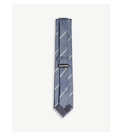 Shop Tom Ford Diagonal Stripe Textured Silk Tie In Blue